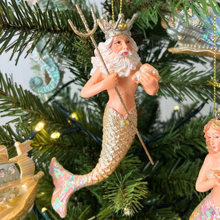 Neptune Christmas Bauble | Under the Sea Merman Christmas Tree Ornament - 14cm