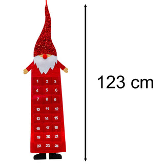 Santa Christmas Advent Calendar | Reusable Felt Fabric with 24 Pockets - 123cm