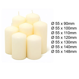 7 - piece White Church Pillar Candle Set | 7 Unscented Ivory Decorative Candles