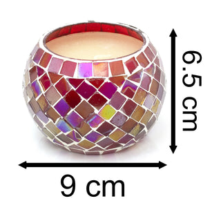 Scented Candle In Mosaic Glass Holder | Boho Fragrance Candle And Holder | Decorative Moroccan Candle Pots - Colour Varies One Supplied