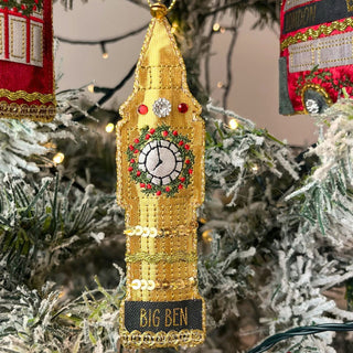 Big Ben Christmas Bauble | Luxury Fabric London Hanging Tree Ornament - 13cm