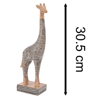 Aztec Giraffe Ornament | Polystone Wildlife Safari Animal Giraffe Statue - 31cm