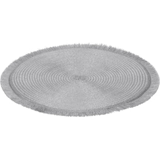 Silver Shimmer Round Placemat | Elegant Silver Woven Table Place Mat - 35cm