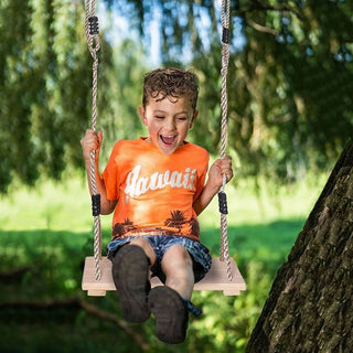 Classic Wooden Garden Swing for Children | Garden Tree Swing For Kids - 40x16cm