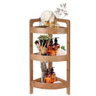 Bamboo Corner Shelf Unit | 3-Tier Wooden Bathroom Storage Rack - 23x23x61cm