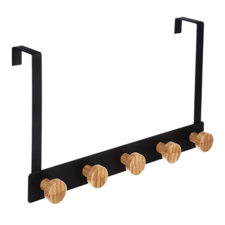 Black Over Door Hanger | Over The Door Coat Rack With 5 Hanger Hooks - 33x18cm