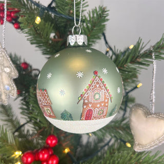 Gingerbread Christmas Bauble | Pale Green Christmas Tree Hanging Ornament - 8cm