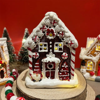 Gingerbread LED Christmas House | Christmas Village Festive Light-up House 10cm