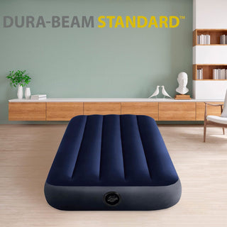 Intex Inflatable Single Airbed | Dura Beam Flocked Air Mattress - 76x191x25cm