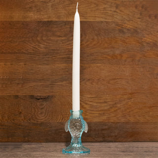 Nautical Glass Fish Candle Holder | Seashore Blue Fish-shaped Candlestick 12cm