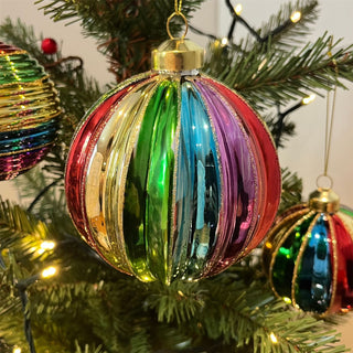 Large Rainbow Christmas Bauble | Multicoloured Christmas Tree Ornament - 10cm