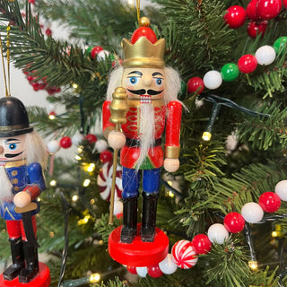 Set of 3 Traditional Nutcracker Soldier Baubles | Christmas Tree Ornament 12cm