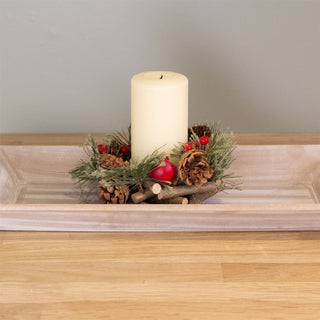 Grey Wash Wooden Tray | Rustic Display for Candles, Jewellery & Decor - 40x20cm