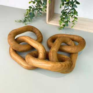 Large Wooden Chain Ornament | Natural Wood Chain Link Table Decoration - 54cm