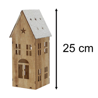 LED Wooden Christmas House | Light Up House Christmas Village Ornament - 25cm