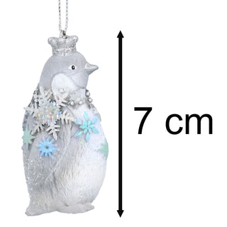 White Penguin Christmas Tree Bauble | Resin Penguin Christmas Tree Ornament 7cm