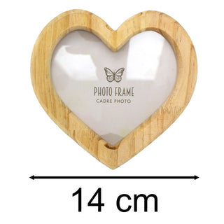 Wooden Heart Shaped Single Aperture Photo Frame Freestanding Picture Frame 14cm