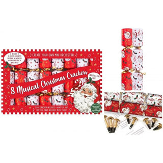 8 Musical Whistle Christmas Crackers Family Crackers with Whistles & Sheet Music