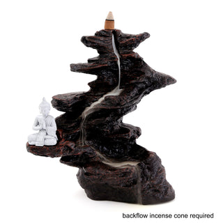 Buddha Backflow Incense Burner | Waterfall Back Flowing Incense Cone Burner Holder | Aromatherapy Burner Ornament - 25cm