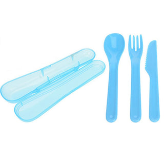 3 Piece Travel Cutlery Set With Case | Reusable Plastic Travel Utensils