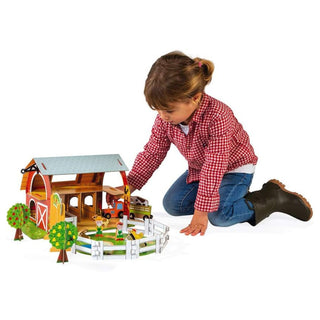 Janod Story Farm | Buildable Farm Playset | 10 Wooden Figures & Accessories | 3+