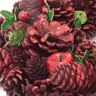 34cm Red Christmas Wreath Pine Cone Decoration | Christmas Door Wreath Xmas Wreath | Door Wreath Christmas Decorations