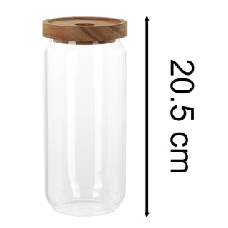 Airtight Glass Food Storage Container with Wooden Lid | Kitchen Jar - 1000ml