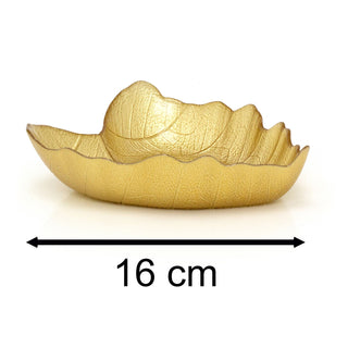 Gold Glass Leaf Trinket Bowl | Botanical Vanity Plate Trinket Dish - 16x14cm