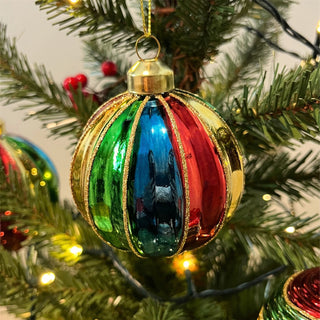 Multicoloured Rainbow Christmas Bauble | Christmas Tree Hanging Ornament - 8cm