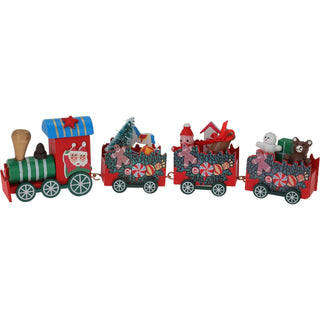 Wooden Christmas Train Set | Mini Toy Train Ornament Festive Decoration - 20cm