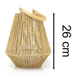 Woven Hanging Candle Lantern | Large Jute Hurricane Tea Light Lantern - 26cm