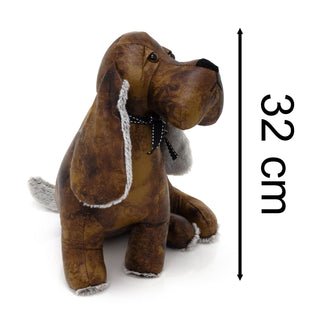 Roscoe Basset Hound Doorstop | Faux Leather Dog Shaped Animal Door Stop - 32cm