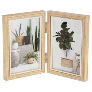 White Trim Double Wooden Photo Frame | Freestanding 2 Aperture Picture Frame 6x4