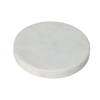 Set of 4 Round White Marble Coasters | 4 Piece Natural Stone Coaster Set - 10cm