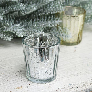 Silver Mercury Effect Glass Tealight Holder | Silver Speckled Tealight Holder | Glass Candle Holder Candle Pot