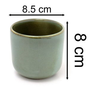 Green Reactive Glaze Ceramic Plant Pot | Planter for Succulents & Flowers - 8cm