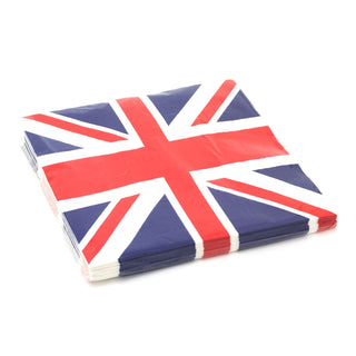 Pack Of 20 Union Jack Party Napkins | Set Of 20 Great Britain Union Jack Paper Napkins | Queens Platinum Jubilee Party Serviettes