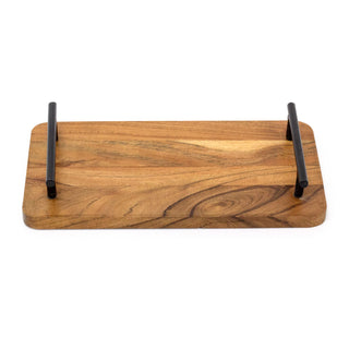 Acacia Wood Serving Tray with Handles | Rectangle Wooden Serving Platter - 30cm