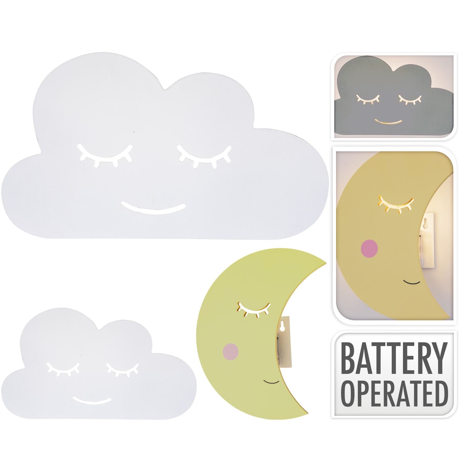 Cloud wall store light battery