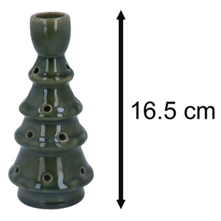 LED Christmas Tree Candlestick | Light-up Green Ceramic Christmas Candle Holder