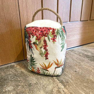 Hummingbird Fabric Doorstop | Tropical Floral Bird Stop with Handle - 20cm