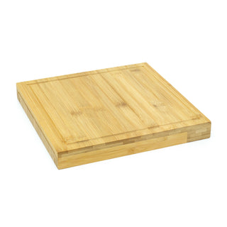 Bamboo Cheese Board with Knives Set | Wooden Cheese Serving Platter - 30x30cm