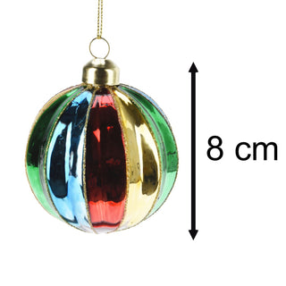 Multicoloured Rainbow Christmas Bauble | Christmas Tree Hanging Ornament - 8cm