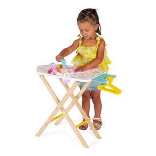 Janod Kids Adjustable Wooden Ironing Board Toy With Iron & Hangers | Age 3-8