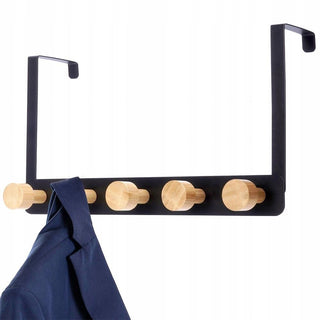 Black Over Door Hanger | Over The Door Coat Rack With 5 Hanger Hooks - 33x18cm