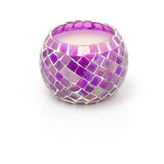 Scented Candle In Mosaic Glass Holder | Boho Fragrance Candle And Holder | Decorative Moroccan Candle Pots - Colour Varies One Supplied