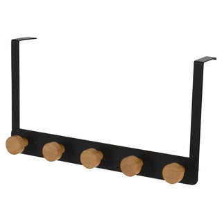 Black Over Door Hanger | Over The Door Coat Rack With 5 Hanger Hooks - 33x18cm