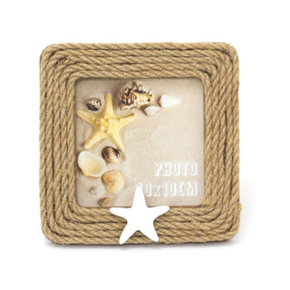 Nautical Jute Rope Photo Frame | White Star Rustic Rope Picture Frame - 10x10cm