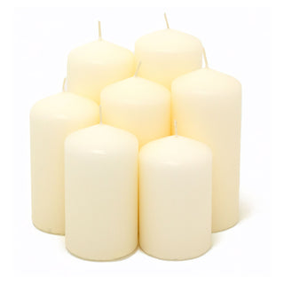 7-piece White Church Pillar Candle Set | 7 Unscented Ivory Decorative Candles