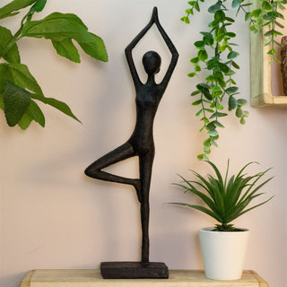 Zen Yoga Lady Statue | Polystone Yoga Pose Figurine Abstract Sculpture - 39cm